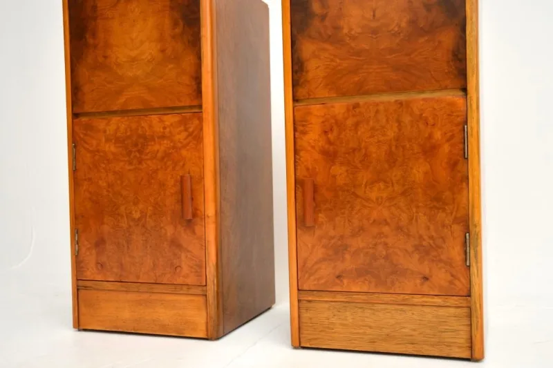 Outlet Pamono Art Deco Burr Walnut Bedside Cabinets, 1930s, Set of 2
