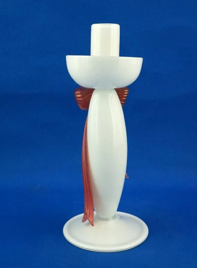 Best Pamono Art Deco Candelabra in Opaline Murano Glass with Bow by Napoleone Martinuzzi, Italy, 1930s