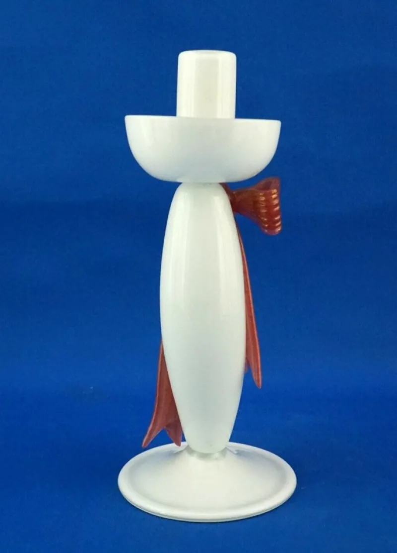 Best Pamono Art Deco Candelabra in Opaline Murano Glass with Bow by Napoleone Martinuzzi, Italy, 1930s