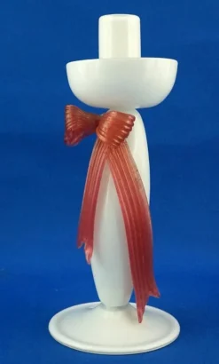 Best Pamono Art Deco Candelabra in Opaline Murano Glass with Bow by Napoleone Martinuzzi, Italy, 1930s