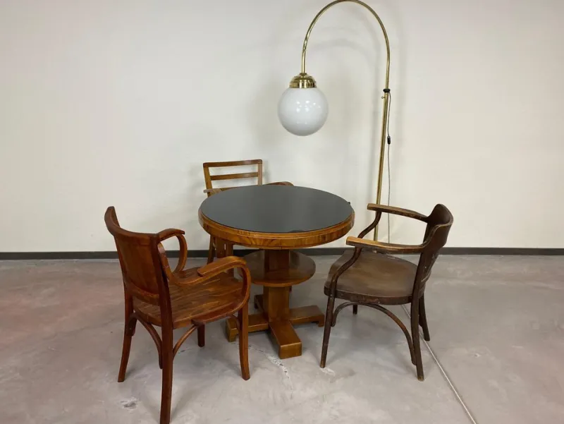 New Pamono Art Deco Card Table with Black Glass Top, 1930s