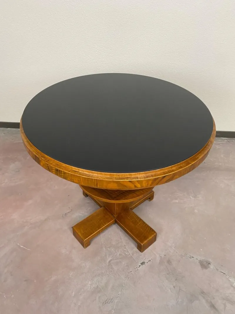 New Pamono Art Deco Card Table with Black Glass Top, 1930s