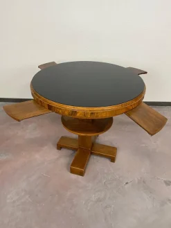 New Pamono Art Deco Card Table with Black Glass Top, 1930s