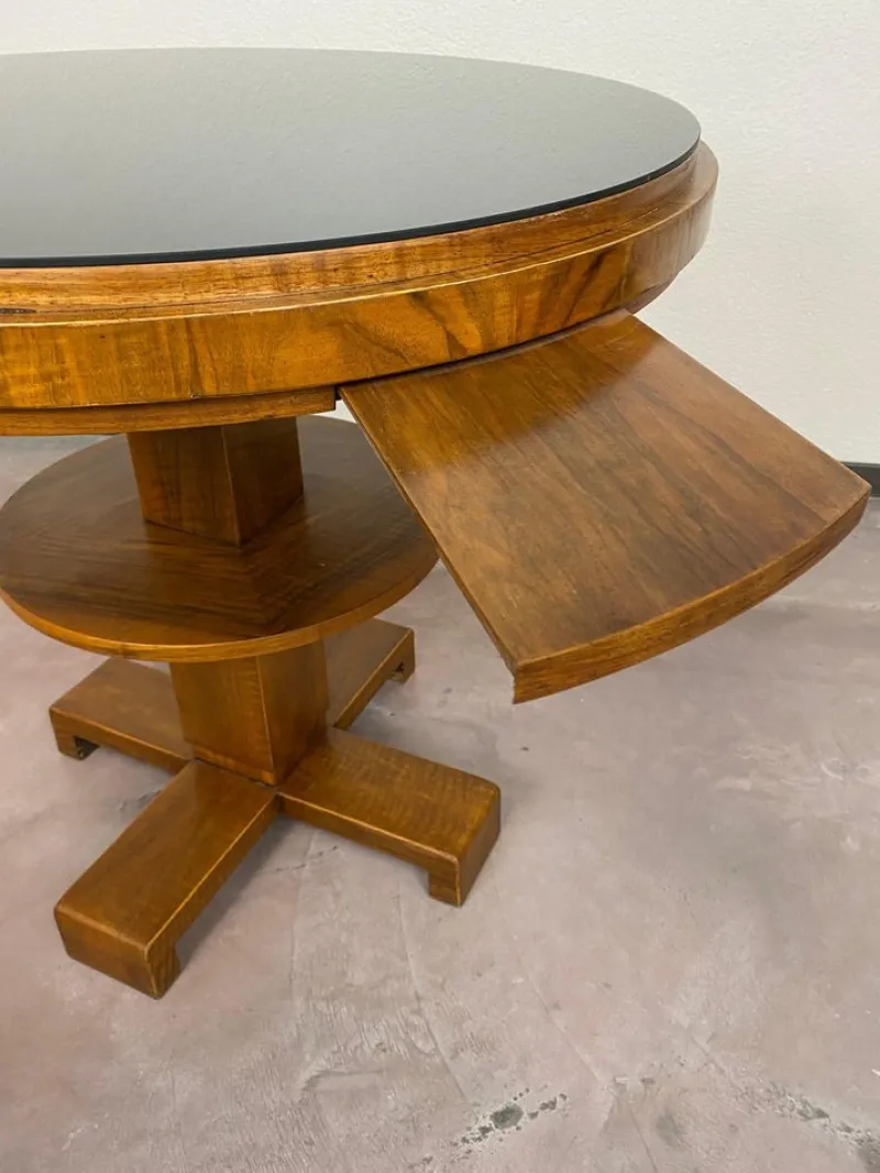 New Pamono Art Deco Card Table with Black Glass Top, 1930s