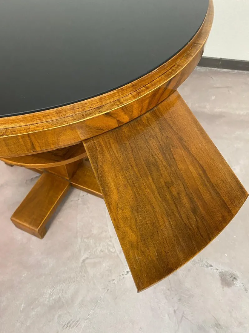 New Pamono Art Deco Card Table with Black Glass Top, 1930s
