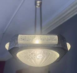 Pamono Art Deco Chandelier by Degué, 1930><noscript><img width=