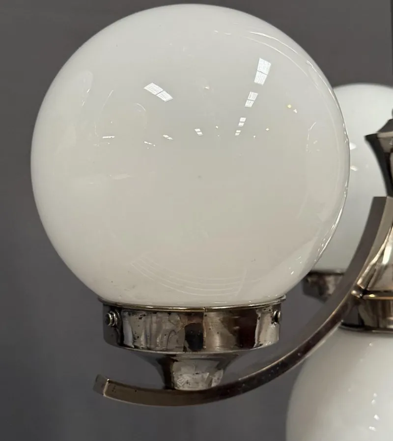 Pamono Art Deco Chrome Pendant with Opaline Glass, 1930s
