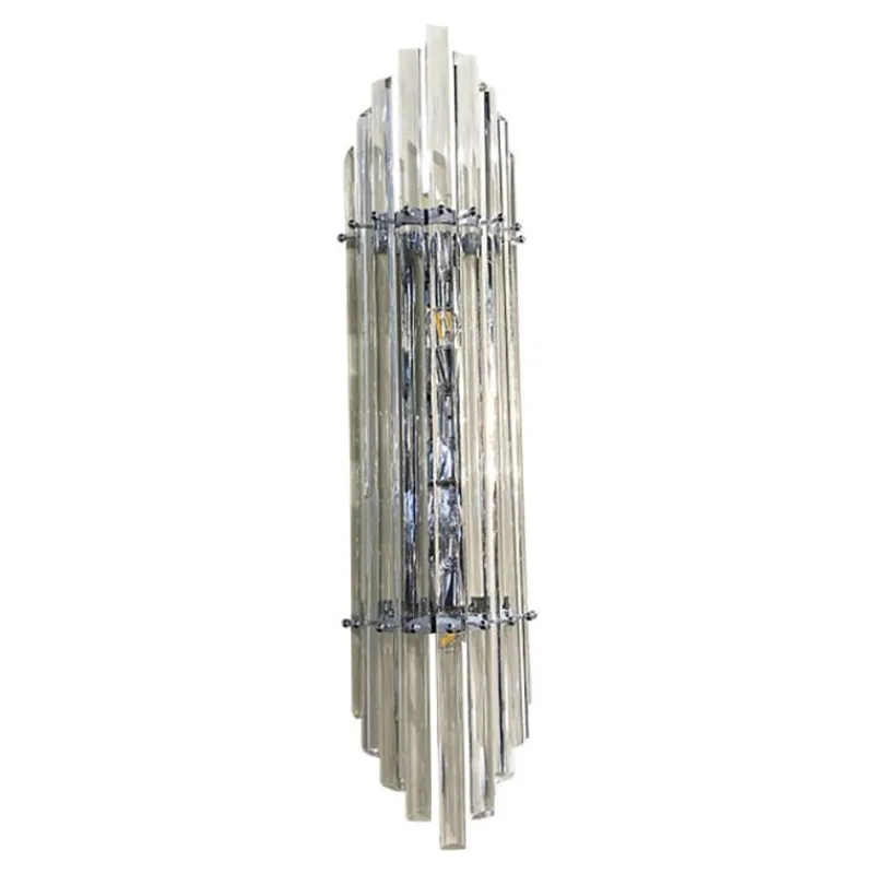 Pamono Art Deco Clear Bars Murano Glass Sconces