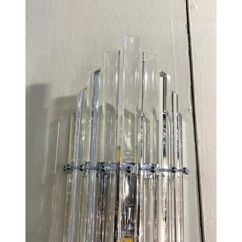 Pamono Art Deco Clear Bars Murano Glass Sconces