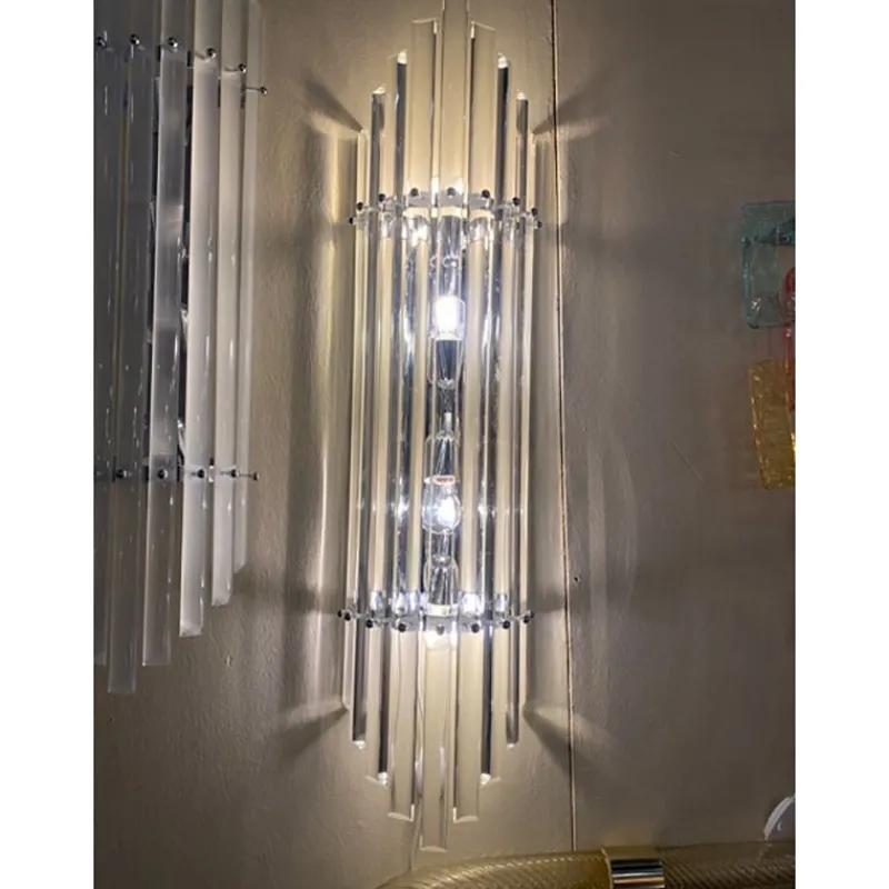 Pamono Art Deco Clear Bars Murano Glass Sconces