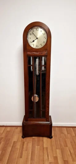 New Pamono Art Deco Clock with Long Case in Oak, 1940s