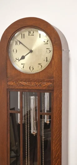 New Pamono Art Deco Clock with Long Case in Oak, 1940s