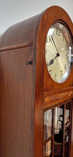 New Pamono Art Deco Clock with Long Case in Oak, 1940s