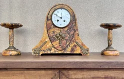 Hot Pamono Art Deco Clock with Marble Trim, 1890s, Set of 3