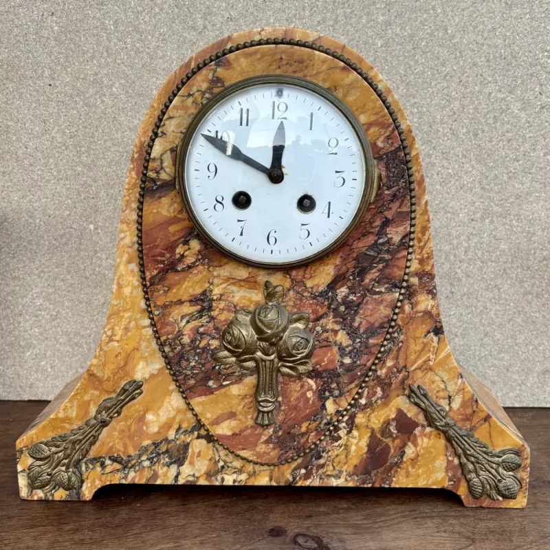 Hot Pamono Art Deco Clock with Marble Trim, 1890s, Set of 3