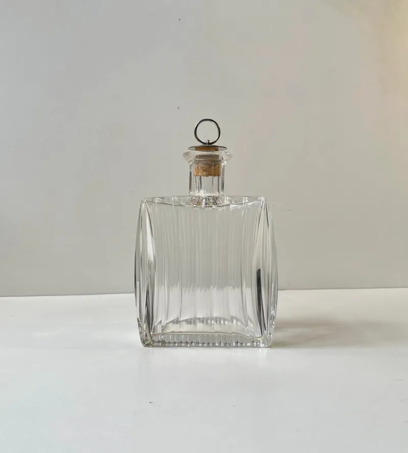 Clearance Pamono Art Deco Danish Crystal Cushion Shaped Decanter, 1930s