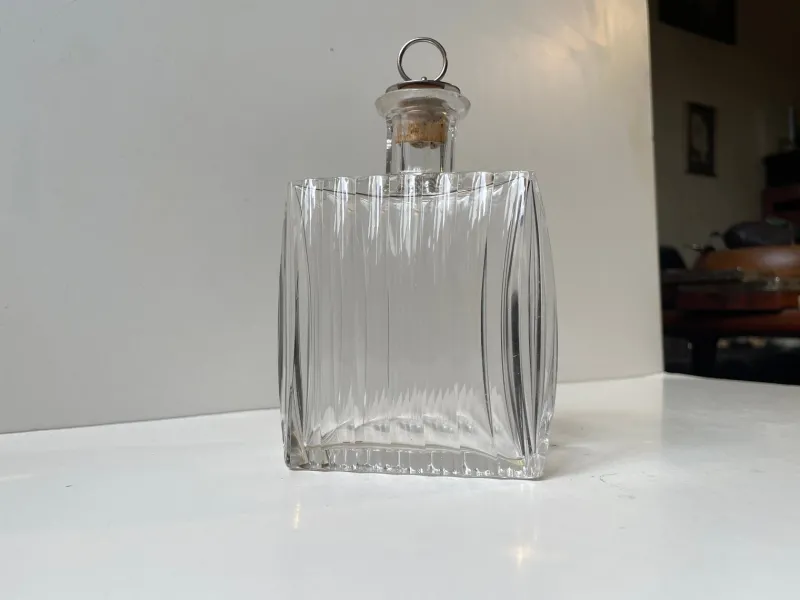 Clearance Pamono Art Deco Danish Crystal Cushion Shaped Decanter, 1930s