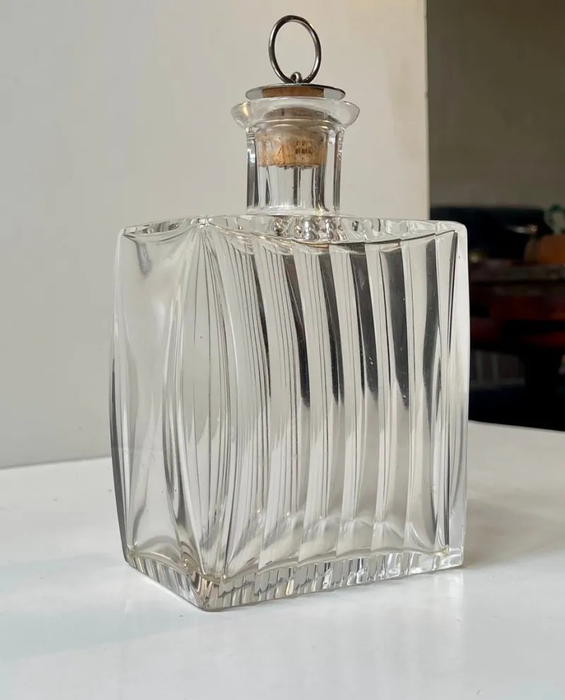 Clearance Pamono Art Deco Danish Crystal Cushion Shaped Decanter, 1930s