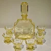 Pamono Art Deco Decanter Set in Yellow Glass by Moser/Bohemia, Czech, 1920s> Glassware