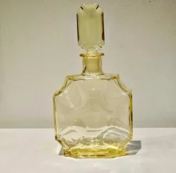 Pamono Art Deco Decanter Set in Yellow Glass by Moser/Bohemia, Czech, 1920s><noscript><img width=