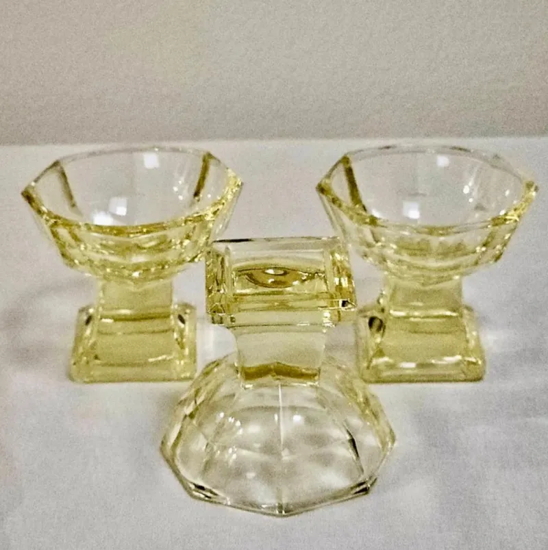 Pamono Art Deco Decanter Set in Yellow Glass by Moser/Bohemia, Czech, 1920s> Glassware
