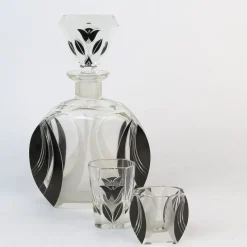 Best Pamono Art Deco Decanter Set with Glasses by Karl Palda, 1920s, Set of 11