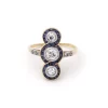 Pamono Art Deco Diamond Sapphire Long Ring> Rings