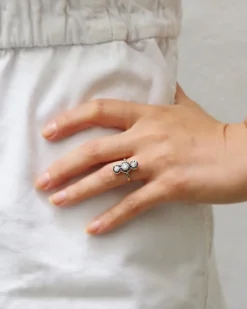 Pamono Art Deco Diamond Sapphire Long Ring><noscript><img width=