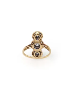 Pamono Art Deco Diamond Sapphire Long Ring><noscript><img width=