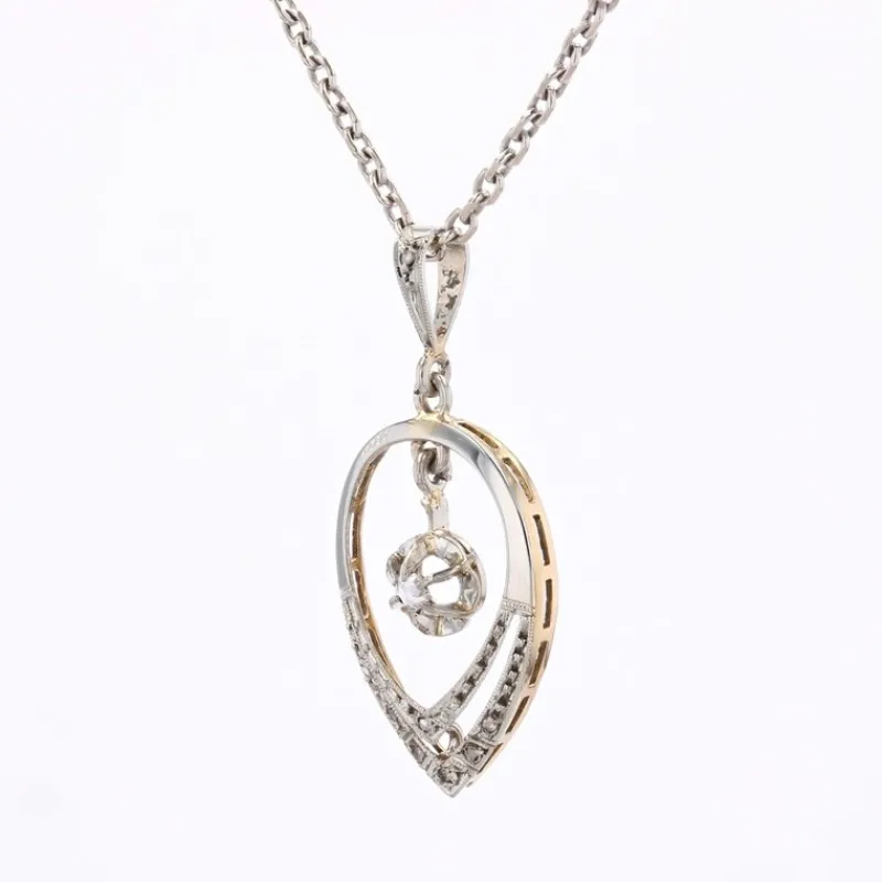Pamono Art Deco Diamonds 18 Karat White Yellow Gold Pendant, 1920s> Necklaces