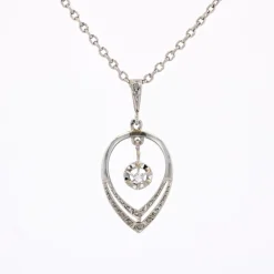 Pamono Art Deco Diamonds 18 Karat White Yellow Gold Pendant, 1920s><noscript><img width=