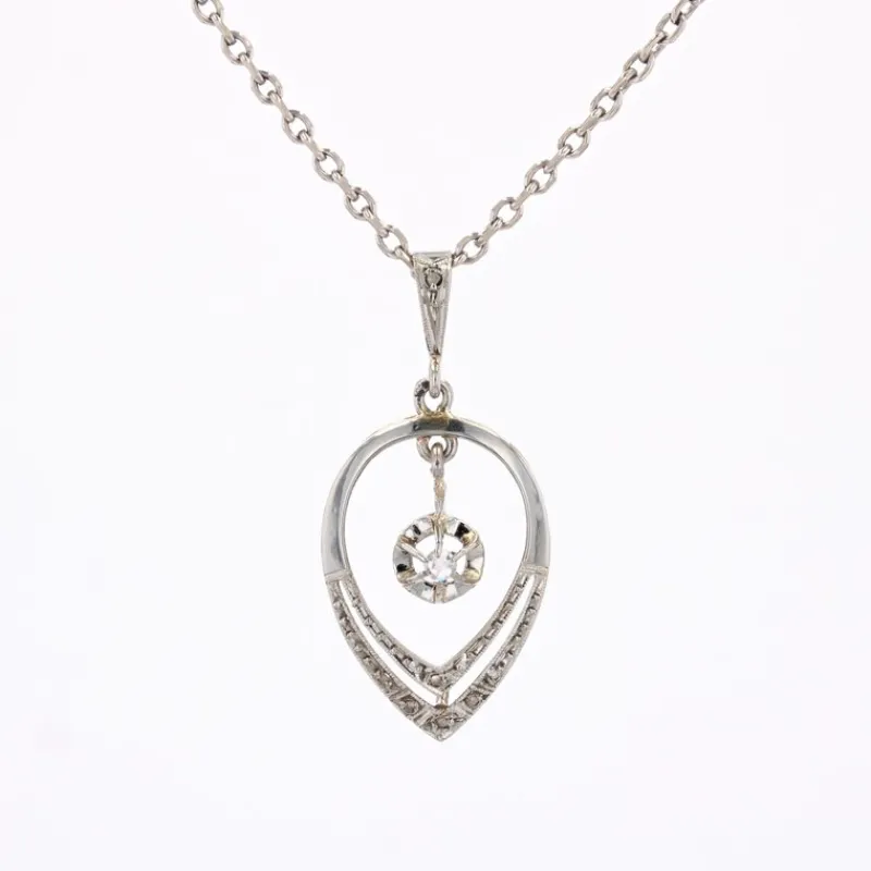 Pamono Art Deco Diamonds 18 Karat White Yellow Gold Pendant, 1920s> Necklaces