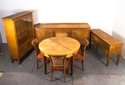 Hot Pamono Art Deco Dining Table and Chairs by Bruno Poul for Veb Werkstätten, 1935s, Set of 10