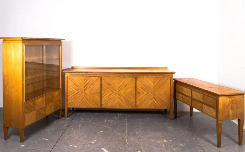 Hot Pamono Art Deco Dining Table and Chairs by Bruno Poul for Veb Werkstätten, 1935s, Set of 10