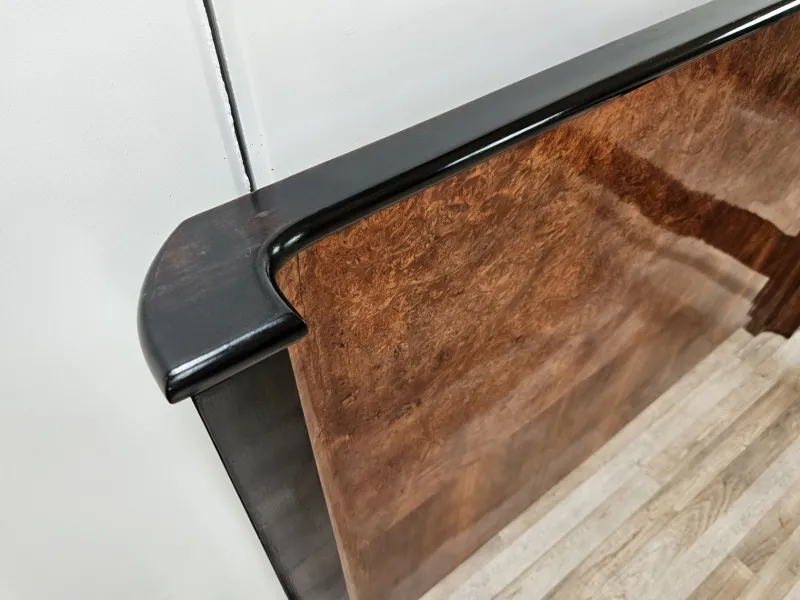 Outlet Pamono Art Deco Double Bed in Mahogany Burl with Ebonized Profiles, 1930s