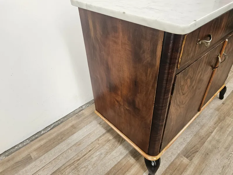 Pamono Art Deco Dressing Table in Mahogany Burl with White Marble Top, 1950> Dressing Tables
