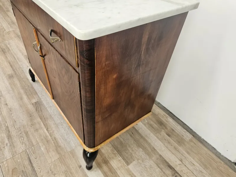 Pamono Art Deco Dressing Table in Mahogany Burl with White Marble Top, 1950> Dressing Tables