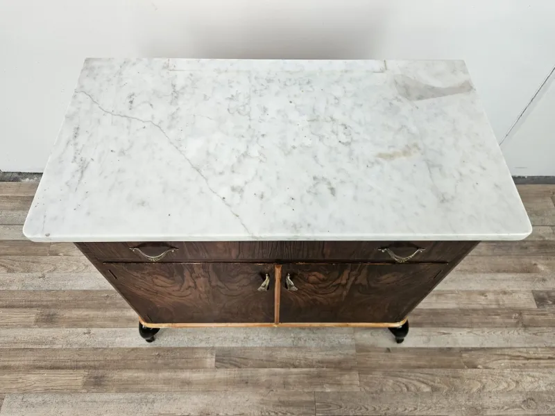 Pamono Art Deco Dressing Table in Mahogany Burl with White Marble Top, 1950> Dressing Tables