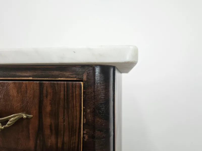 Pamono Art Deco Dressing Table in Mahogany Burl with White Marble Top, 1950> Dressing Tables