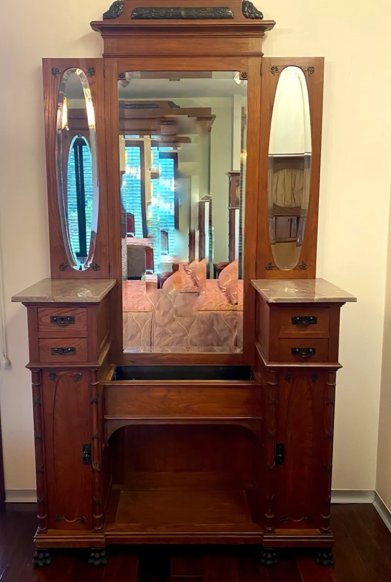 Hot Pamono Art Deco Dressing Table with Mirror and Drawers, 1920s