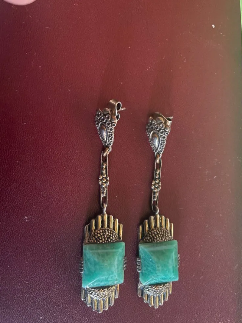 Pamono Art Deco Earrings by Theodor Fahrner, Germany, 1920s, Set of 2> Earrings