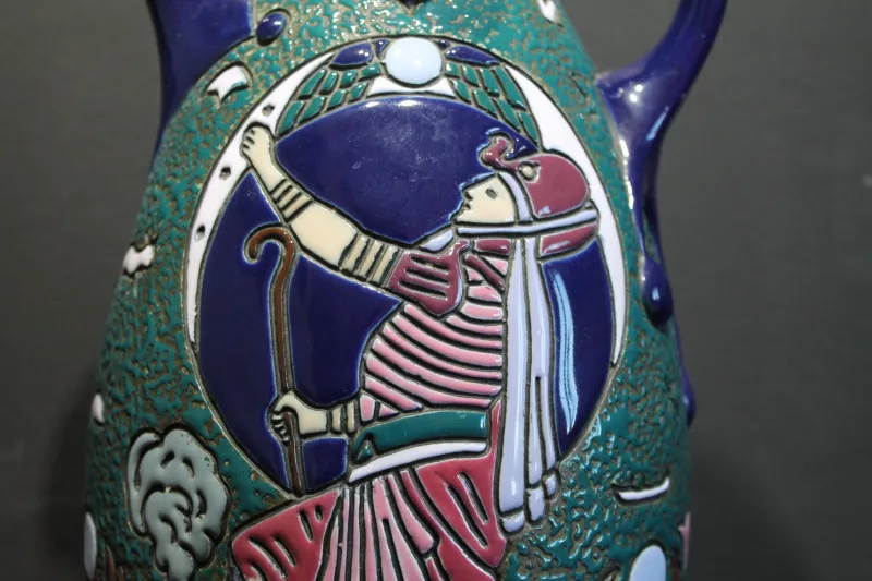 Hot Pamono Art Deco Egyptian Revival Style Ceramic Pitcher, 1930s