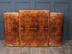 Best Pamono Art Deco English Figured Walnut Sideboard, 1930s