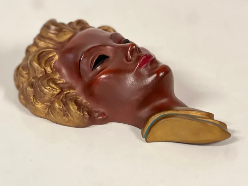 Sale Pamono Art Deco Face Wall Relief with Golden Accents by W. Witthöft, Germany, 1940s