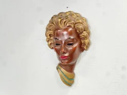 Sale Pamono Art Deco Face Wall Relief with Golden Accents by W. Witthöft, Germany, 1940s