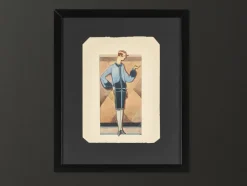 Online Pamono Art Deco Fashion Drawing, Gouache on Paper, Framed