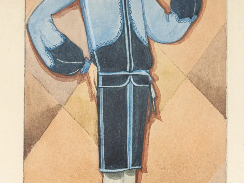 Online Pamono Art Deco Fashion Drawing, Gouache on Paper, Framed