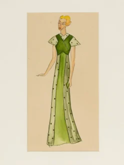 Pamono Art Deco Fashion Drawings IV, 1920s, Gouache on Paper, Framed, Set of 3><noscript><img width=