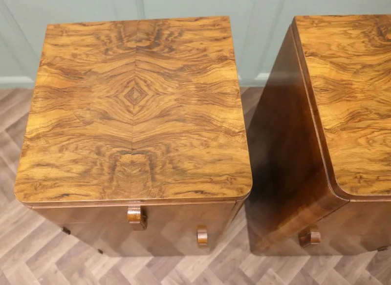 Online Pamono Art Deco Figured Walnut Bedside Cabinets, 1930s, Set of 2