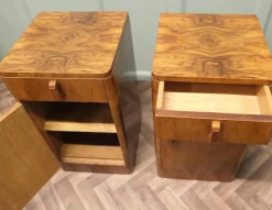 Online Pamono Art Deco Figured Walnut Bedside Cabinets, 1930s, Set of 2